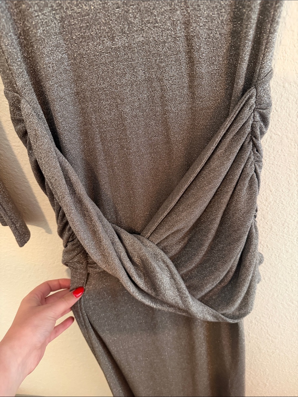 Delfi Collective Anastasia Metallic Twist Front Long Sleeve Maxi Dress - Picture 7 of 12